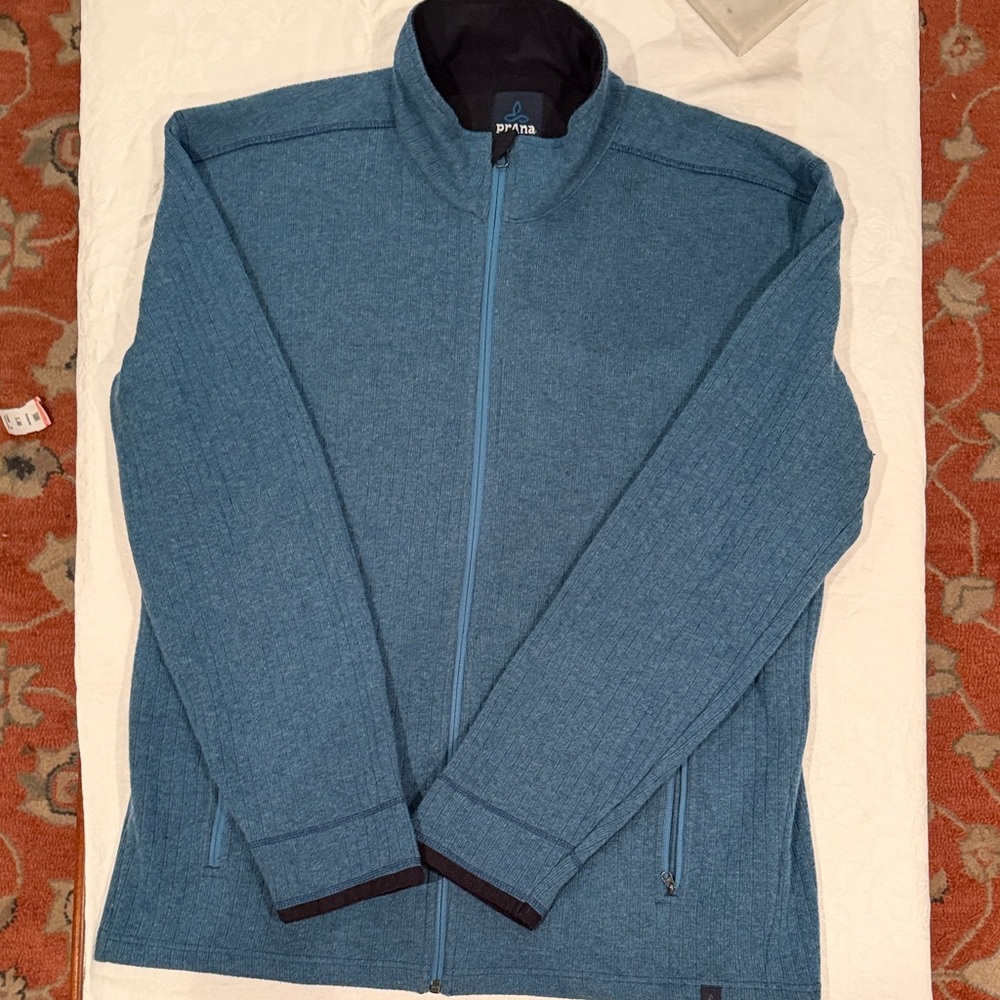 Prana Men's Blue Zip-Up Sweater